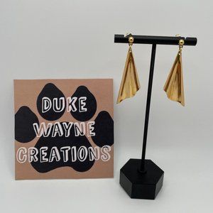 Vintage Gold Tone Curtain Earrings